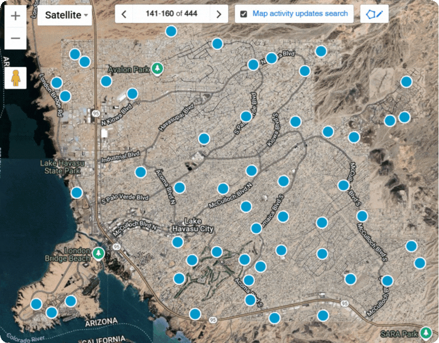 Animated Lake Havasu interactive map-search preview